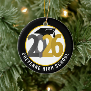 Gold Gray Class 2026 Foto Abschluss Keramik Ornament