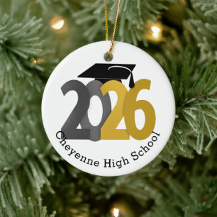 Gold Gray Class 2026 Foto Abschluss Keramik Ornament