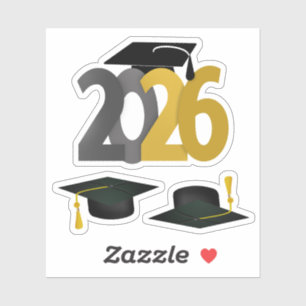 Gold Gray Class of 2026 Abschluss Aufkleber