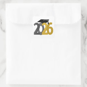 Gold Gray Class of 2026 Abschluss Quadratischer Aufkleber