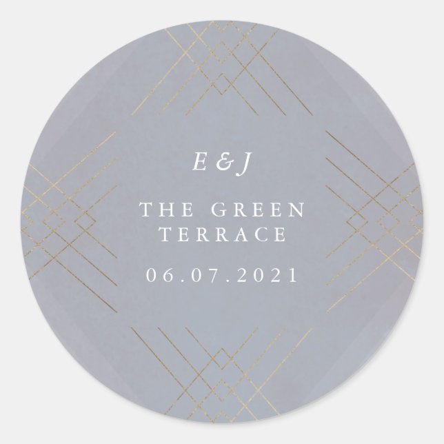 Gold Gray Elegance Diamond Geo Deko Wedding Runder Aufkleber (Vorderseite)