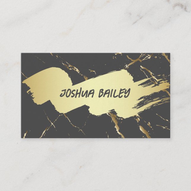 Gold Gray Marble | Gold gebürstet Visitenkarte (Vorderseite)