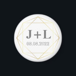 Gold Gray Monogram Wedding Save the Date Favor Magnet<br><div class="desc">Ein einfaches,  klassisches Design,  das jeden Lebensraum ergänzen wird. Funktioniert genauso gut wie ein Dattelmagnet,  Gastgeschenk Hochzeit oder eine wunderschöne Erinnerung für die Neugeborenen!</div>