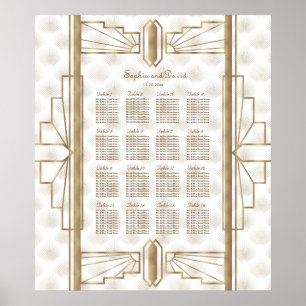 Gold Great Gatsby Art Déco Mariage Seing Chart