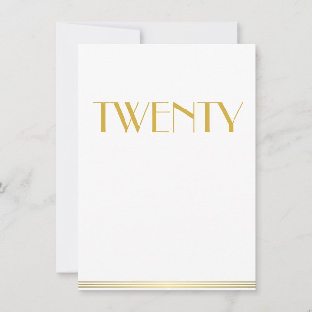 Gold Great Gatsby Wedding Table Cards Zwanzig Einladung (Vorderseite)