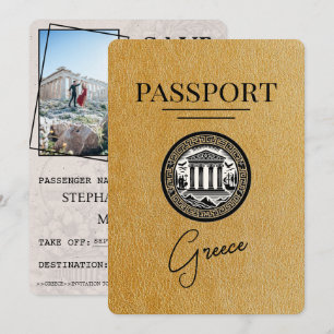 Gold Grèce Passeport Enregistrer la carte Date