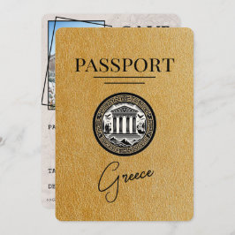 Gold Greece Passport Save the Date Card