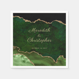 Gold Green Agate Wedding Napkins Serviette