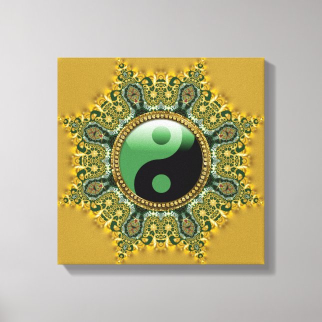 Gold Green Balance Medical Mandala Leinwanddruck (Vorderseite)
