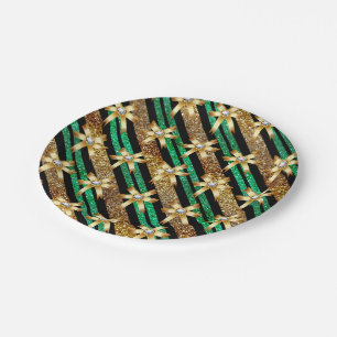 Gold Green & Black Imitats Glitzer Paper Teller