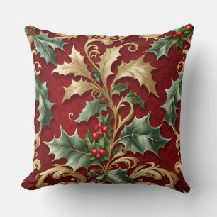 Gold Green Blätter Red Christmas Throw Kissen