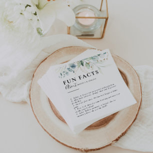 Gold Green Blätter Trivia Fun Fakten Hochzeit Serviette