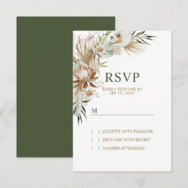Gold & Green Boho Wedding Response Card RSVP Karte