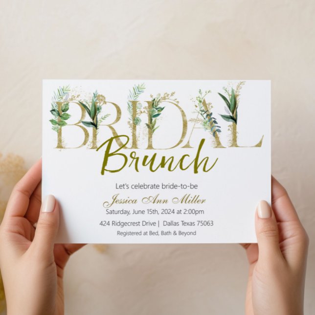 Gold Green Bridal Brunch Shower Invitation (Créateur téléchargé)