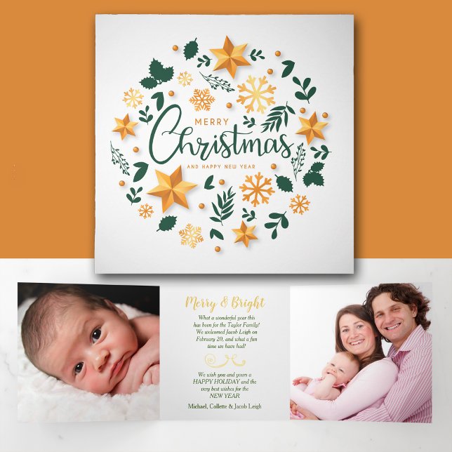 Gold Green Christmas Wreath 3 Modèle photo (Créateur téléchargé)