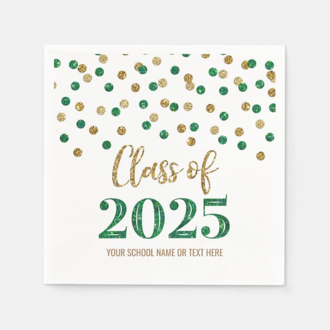 Gold Green Confetti Class of 2025 Napkins Serviette (Vorderseite)