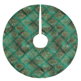 Gold Green Damask Elegantes Chic Weihnachten Polyester Weihnachtsbaumdecke