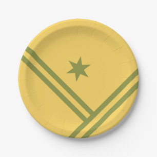 Gold Green Diagonal Stripes Star Moderne Grafik Pappteller