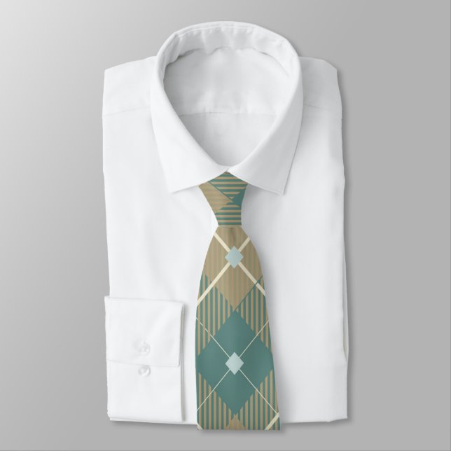 Gold/Green Diamond Cravate de concepteur homme (Attaché)
