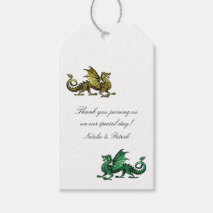 Gold Green Dragon Wedding Gift Tags Geschenkanhänger