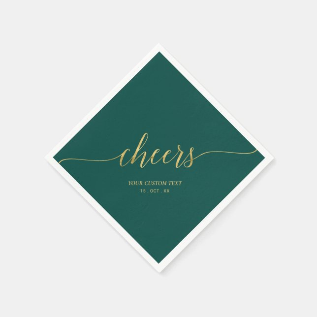Gold & Green Elegant Stilvolle Letters Cheers Serviette (Ecke)