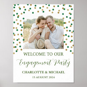 Gold Green Engagement Party Custom 8.5x11 Foto Poster