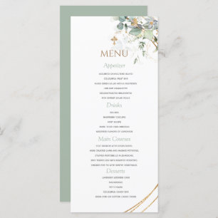 Gold Green Eucalyptus Boy Baptism Menu