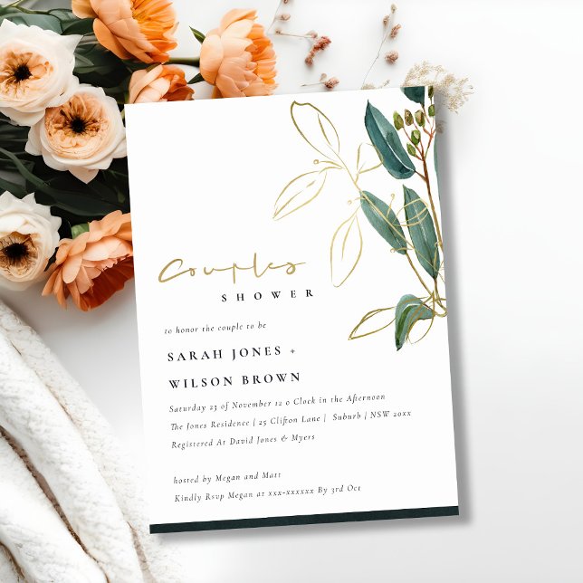 GOLD GREEN EUCALYPTUS FOLIAGE COUPLE SHOWITE DANKESKARTE (Von Creator hochgeladen)