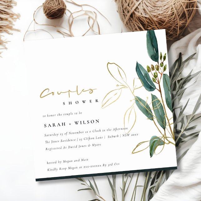 GOLD GREEN EUCALYPTUS FOLIAGE COUPLE SHOWITE DANKESKARTE (Von Creator hochgeladen)