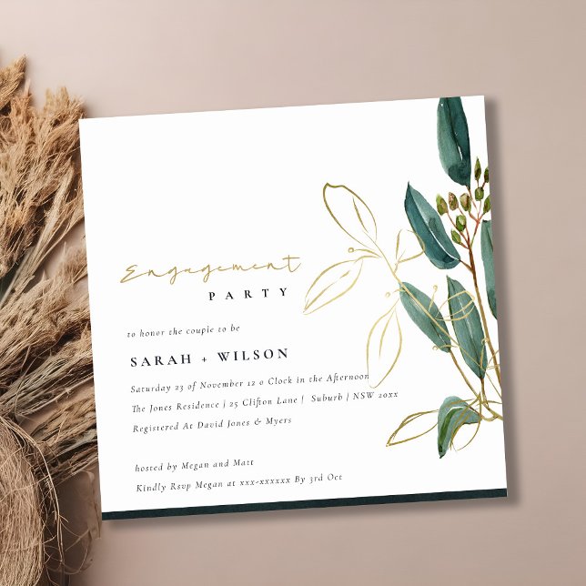 GOLD GREEN EUCALYPTUS FOLIAGE ENEGAGAGAGAGAGAGEMEN DANKESKARTE (Von Creator hochgeladen)