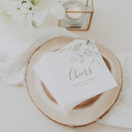 Gold Green Eucalyptus Wedding Cheers Napkins Serviette
