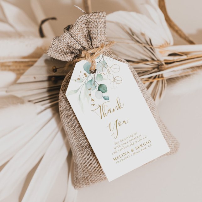 Gold Green Eukalyptus Wedding Danke, dass Sie Gift Geschenkanhänger (Von Creator hochgeladen)