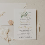 Gold Green Foliage Calligraphy Bat Mitzvah Einladung<br><div class="desc">Diese goldgrüne Blattkalligraphie Fledermaus mitzvah Einladung ist perfekt für eine rustikale Fledermaus Mitzvah. Dieses künstlerische Design mit handgezeichnet Aquarellgold und grünem Blattwerk inspiriere natürliche Schönheit.</div>