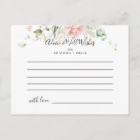 Gold Green Foliage Floral Wedding Advice Card