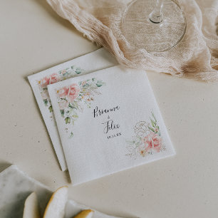 Gold Green Foliage Floral Wedding Napkin Serviette
