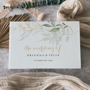 Gold Green Foliage Mariage Livre d'or