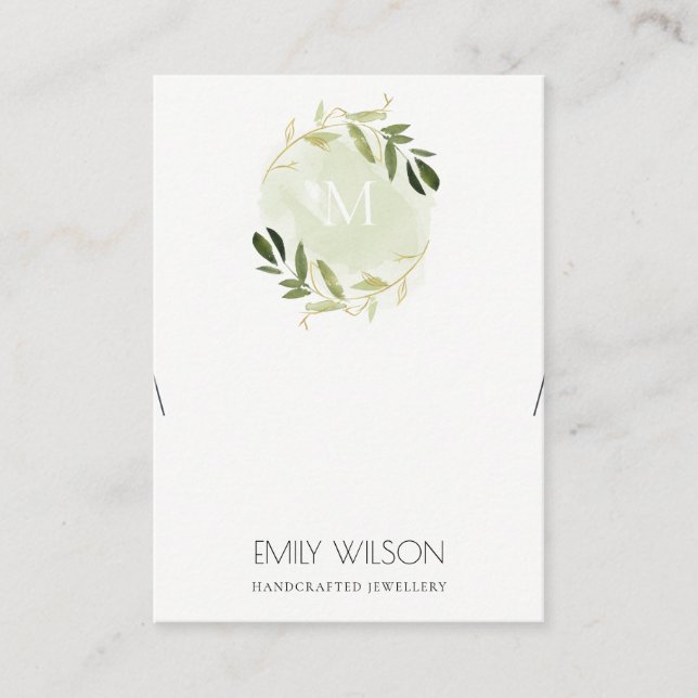 GOLD GREEN FOLIAGE MONOGRAM BRACELET DISPLAY LOGO VISITENKARTE (Vorderseite)