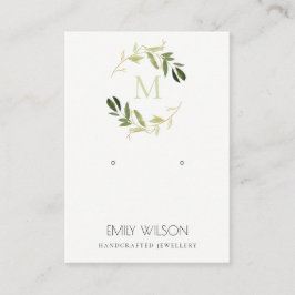 GOLD GREEN FOLIAGE MONOGRAM EARRING DISPLAY LOGO VISITENKARTE