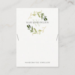 GOLD GREEN FOLIAGE MONOGRAM NECKLACE DISPLAY LOGO VISITENKARTE