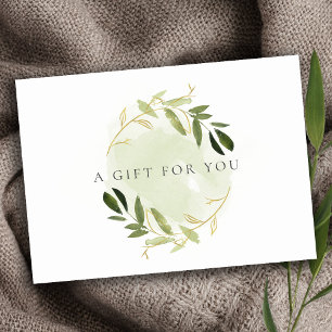 Gold Green Foliage Watercolor Geschenkgutschein Einladung