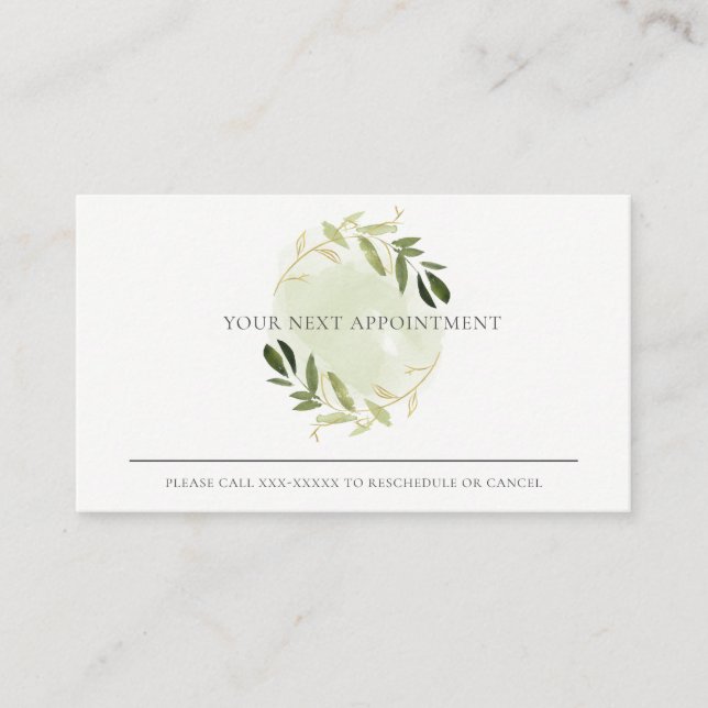 GOLD GREEN FOLIAGE WREATH BERUFLICHE ERNENNUNG VISITENKARTE (Vorderseite)