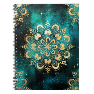 Gold & Green Galaxie-Dharma-Mandala-Muster Notizblock