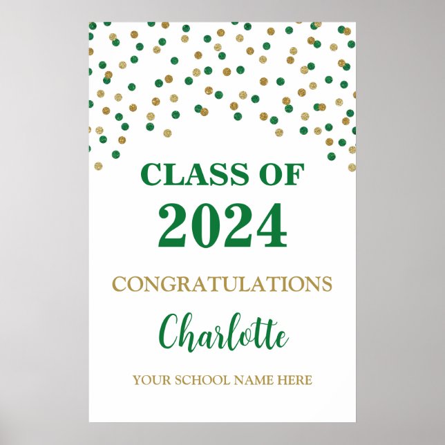 Gold Green Grad Party Custom 20x30 Poster (Vorne)