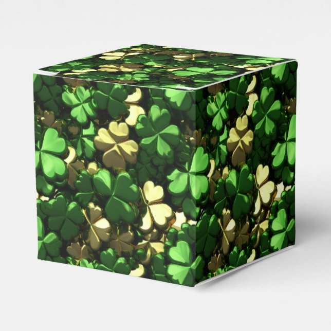 Gold Green Kleeblatts Geschenkschachtel (Vorderseite)