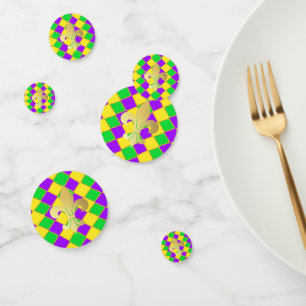 Gold Green Lila Mardi Gras Harlequin Pattern Konfetti