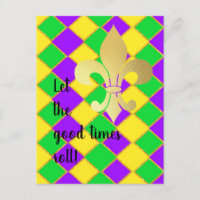 Gold Green Lila Mardi Gras Harlequin Pattern