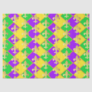 Gold Green Lila Mardi Gras Harlequin Pattern Seidenpapier