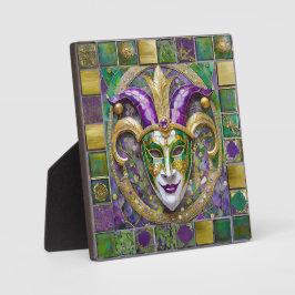 Gold Green Lila Mardi Gras Jester Mask Fotoplatte