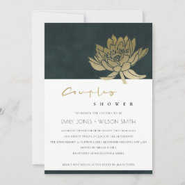 GOLD GREEN LOTUS FLORAL COUPLES DUSCHE EINLADEN DANKESKARTE