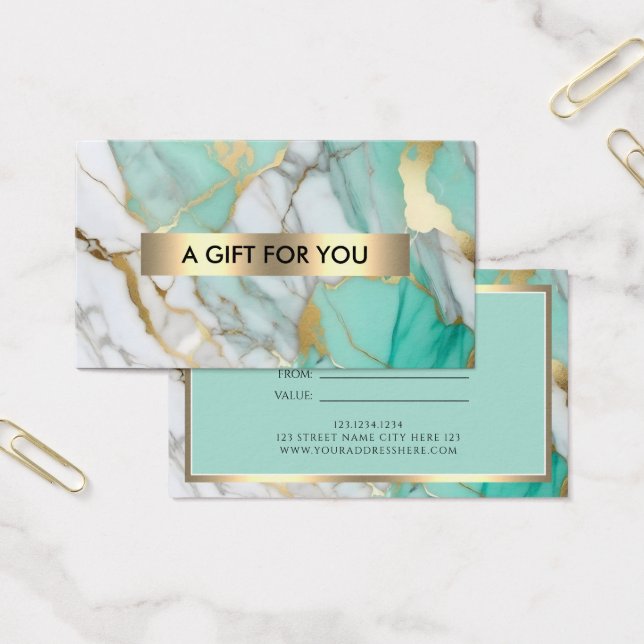 Gold Green Marble Elegant Gift Certificate (Bureau)